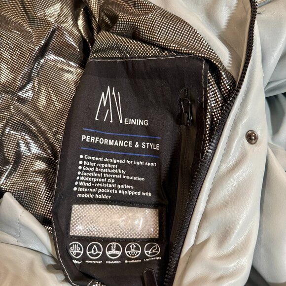 Upwear & Suits Faux Leather Fringe Ski Snow Suit /Jumpsuit , Blue/Grey, M-L - Picture 7 of 12